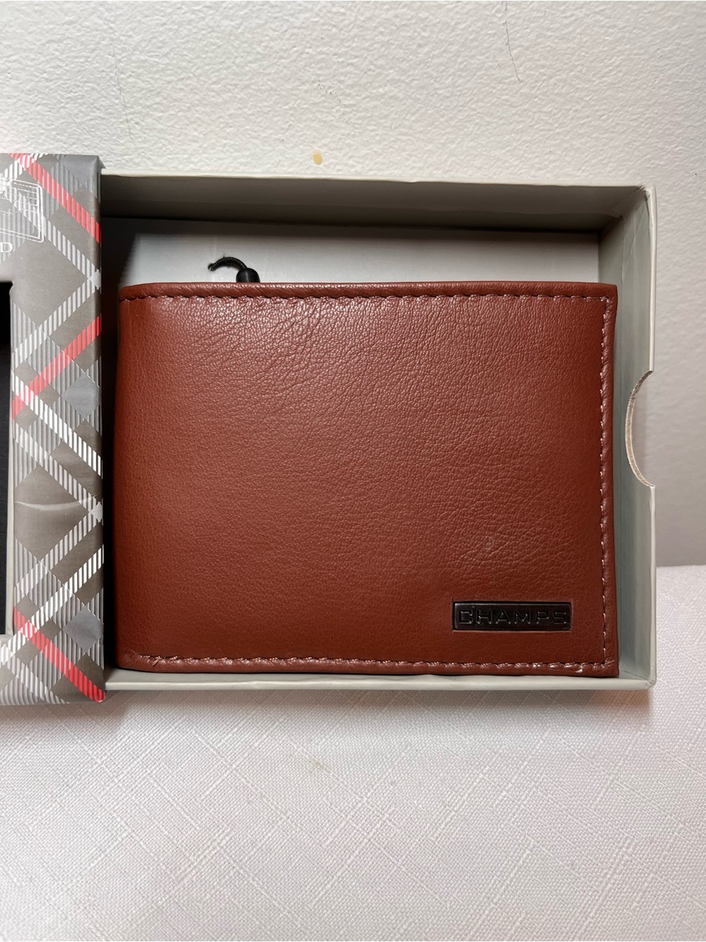 New CHAMPS Men's Leather Card Wallet - Chestnut Brown